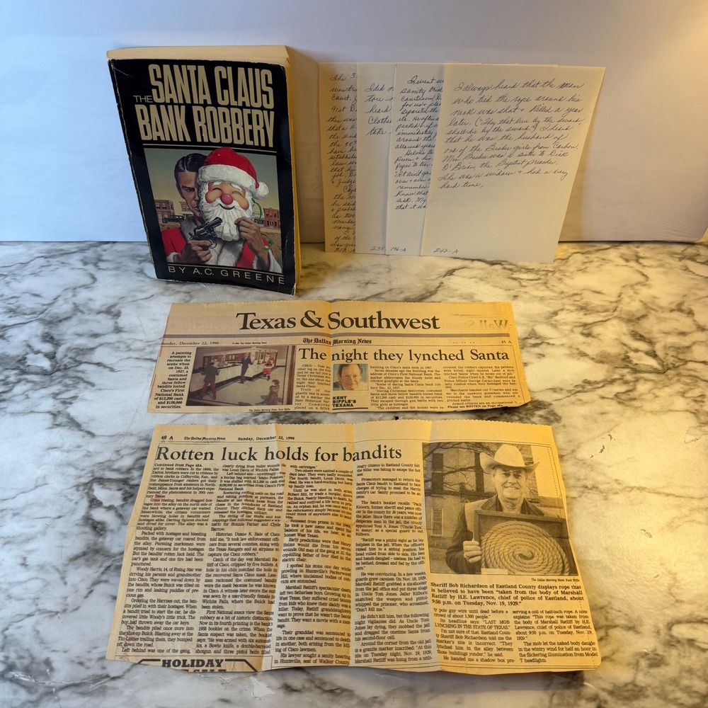 The Santa Claus Bank Robbery A.C. Greene Texas Monthly True Crime Paperback Book
